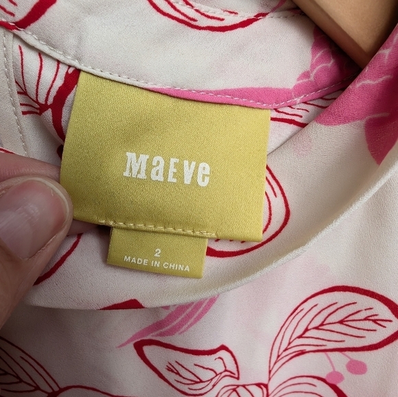 Anthropologie Maeve Pink Elata Floral Birds  Tank Top Blouse Women's Size 2 - Picture 4 of 5